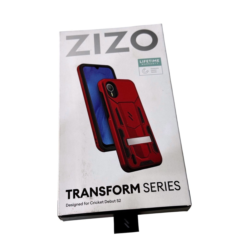 Zizo Transform Series Case for Cricket Debut S2 Red‎ Black Rugged Kickstand New
